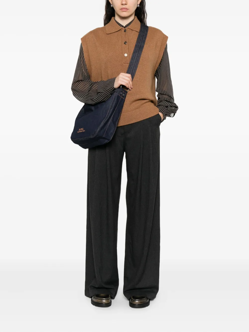 Apc Denim Shoulder Bag In Blue