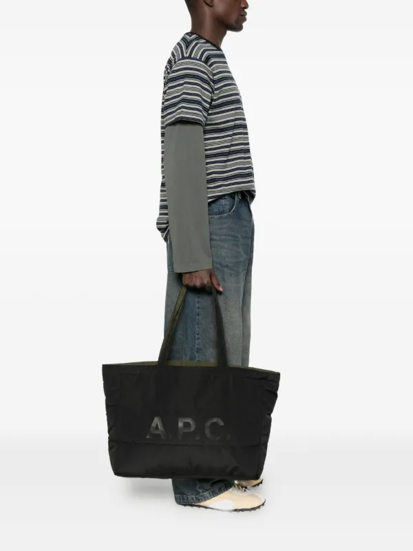 A.P.C. Quilted logo-print Tote Bag | Black | FARFETCH