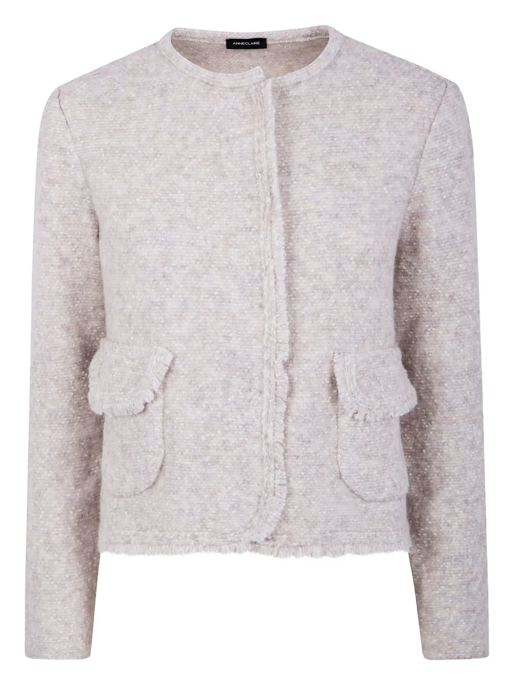 Anne Claire Frayed-pocket Jacket In Neutral