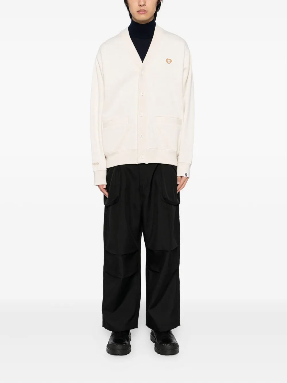 AAPE BY *A BATHING APE Button-up sweater met logo-applicatie - Beige