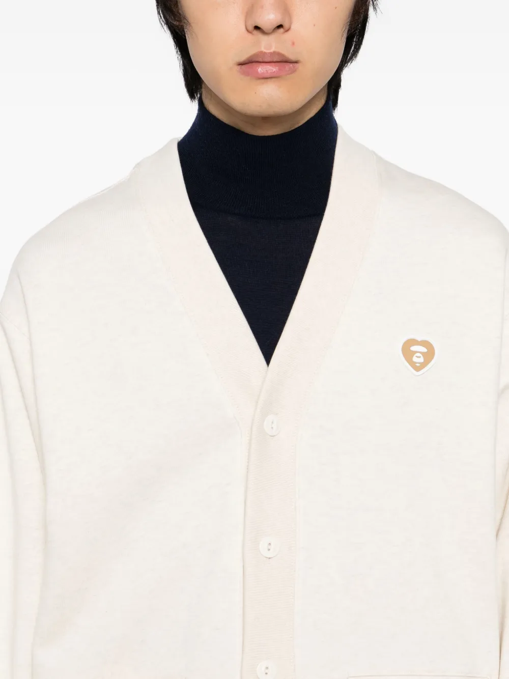 Aape By A Bathing Ape Logo-appliqué Button-up Sweatshirt In Neutral