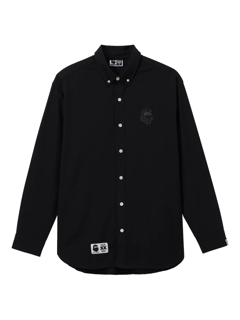Fingercroxx Logo-patch Cotton Shirt In Black