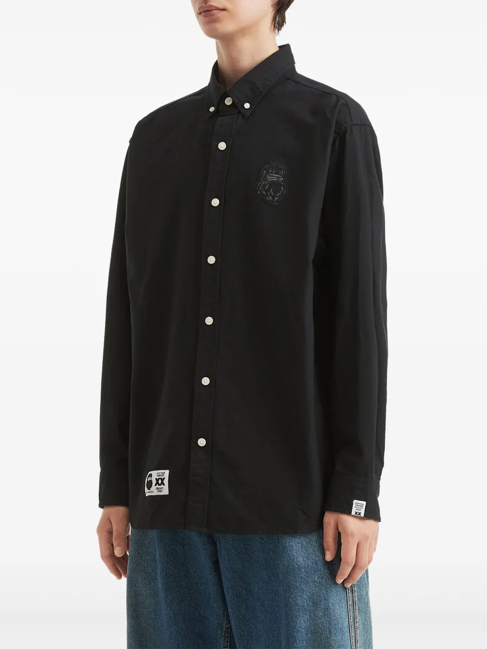 FINGERCROXX logo-patch cotton shirt | Image 2