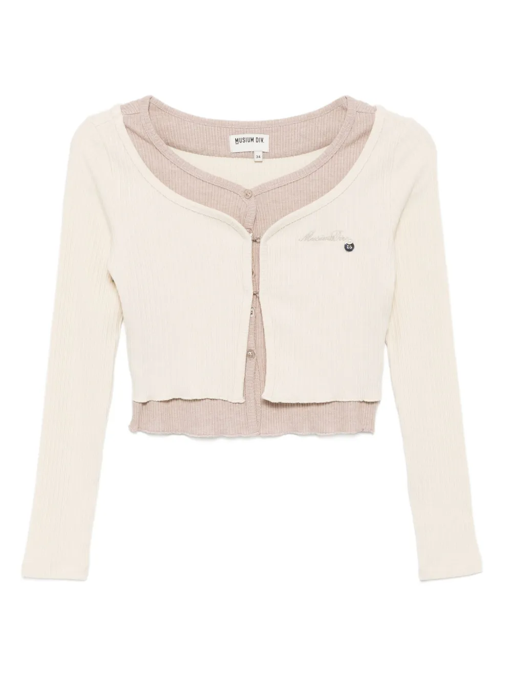 Musium Div. Embroidered-logo Layered Top In Neutral