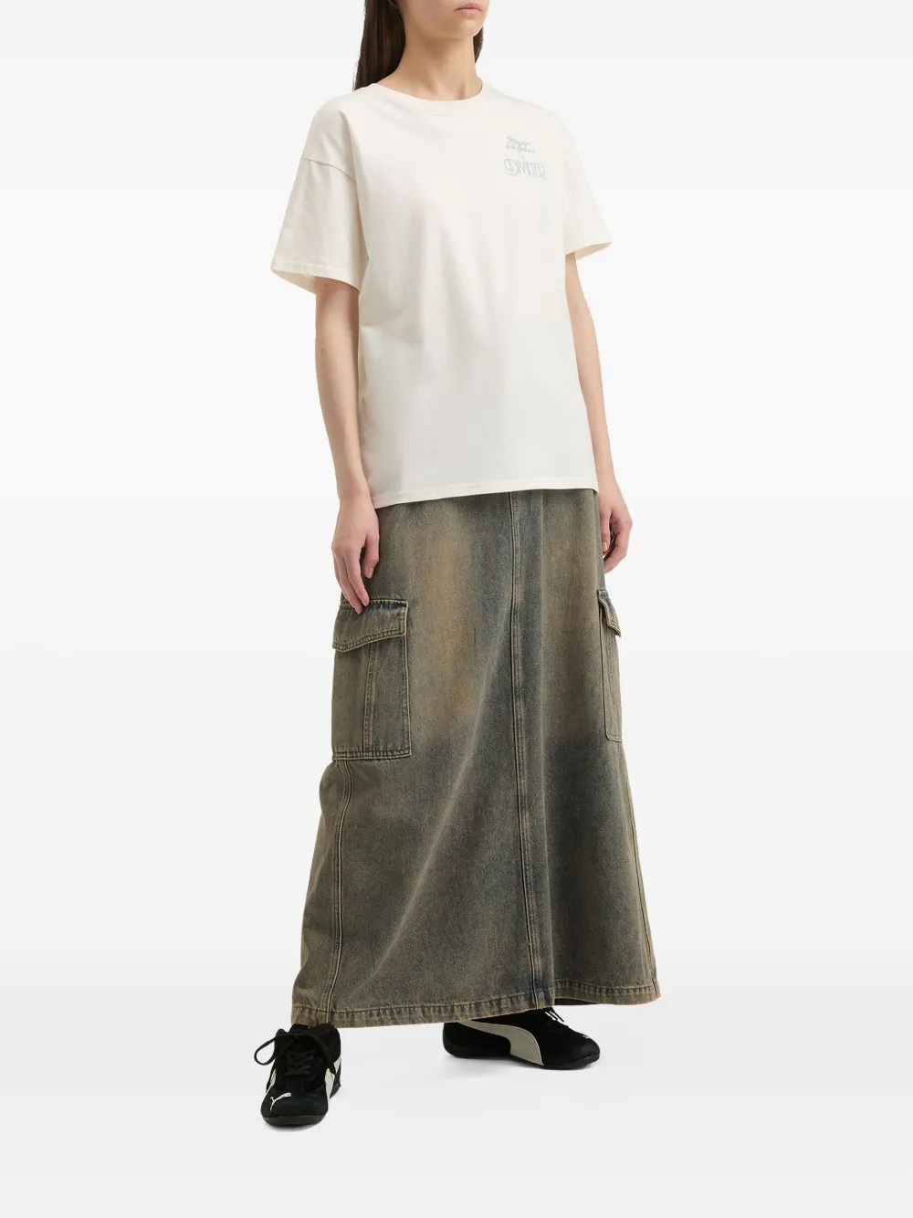 Musium Div. Katoenen T-shirt met print Beige