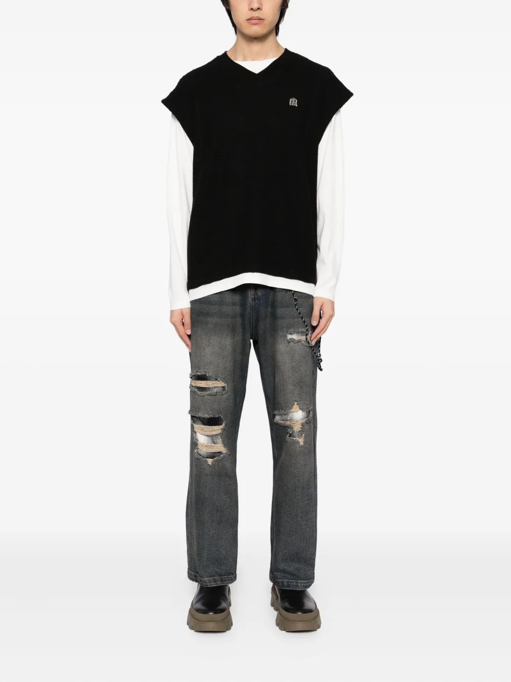 Musium Div. Jeans met patchwork - Blauw