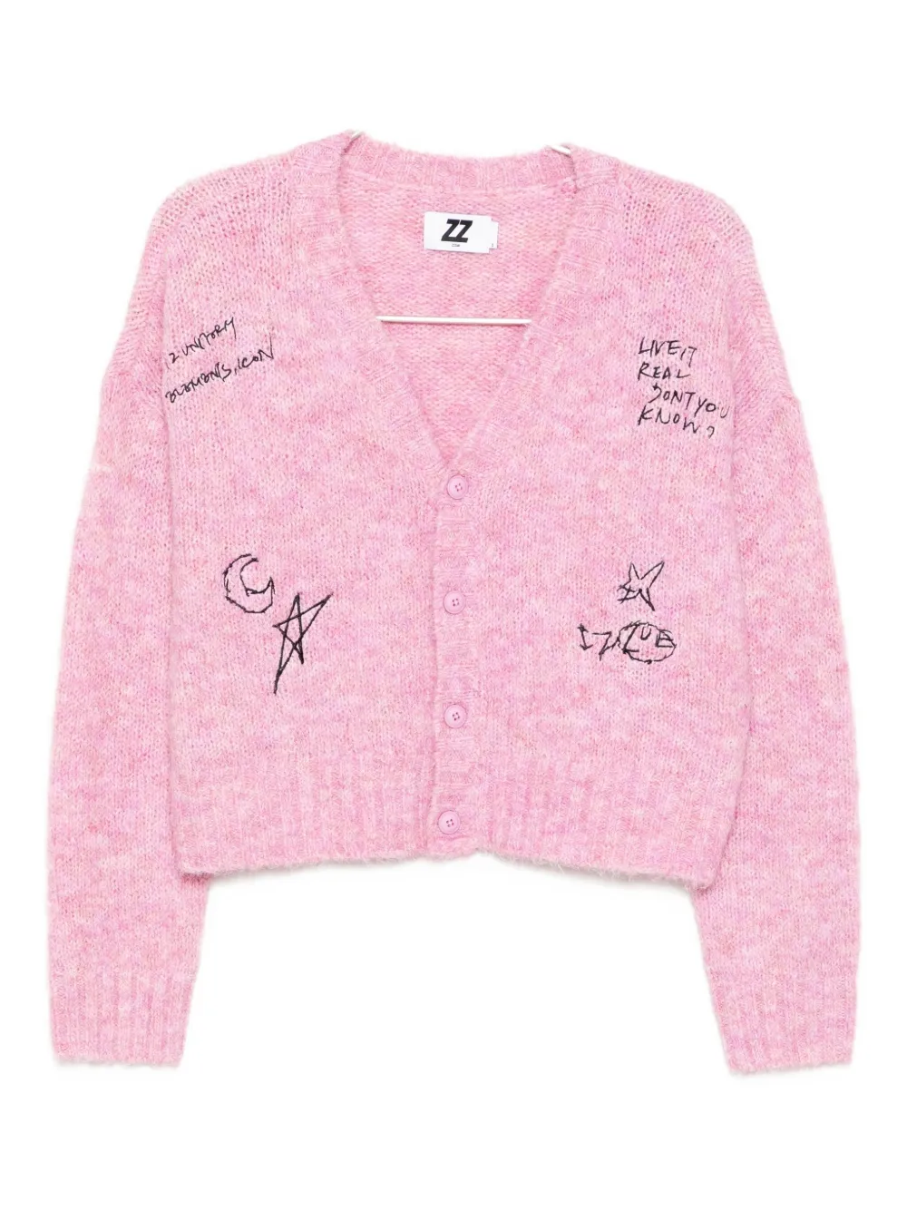 Izzue Embroidered Cardigan In Pink