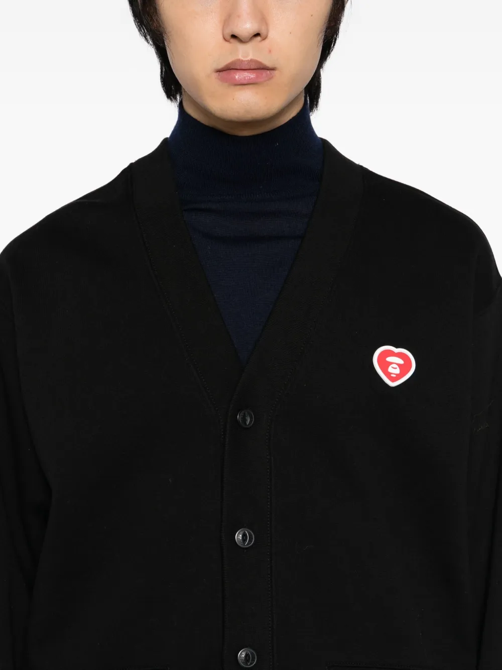 Aape By A Bathing Ape Logo-appliqué Button-up Sweatshirt In Black