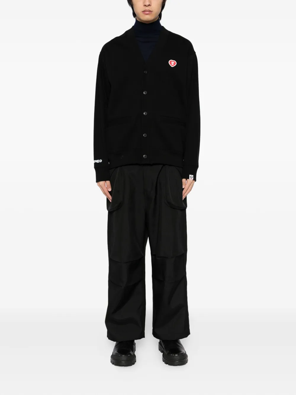 AAPE BY *A BATHING APE Button-up sweater met logo-applicatie - Zwart