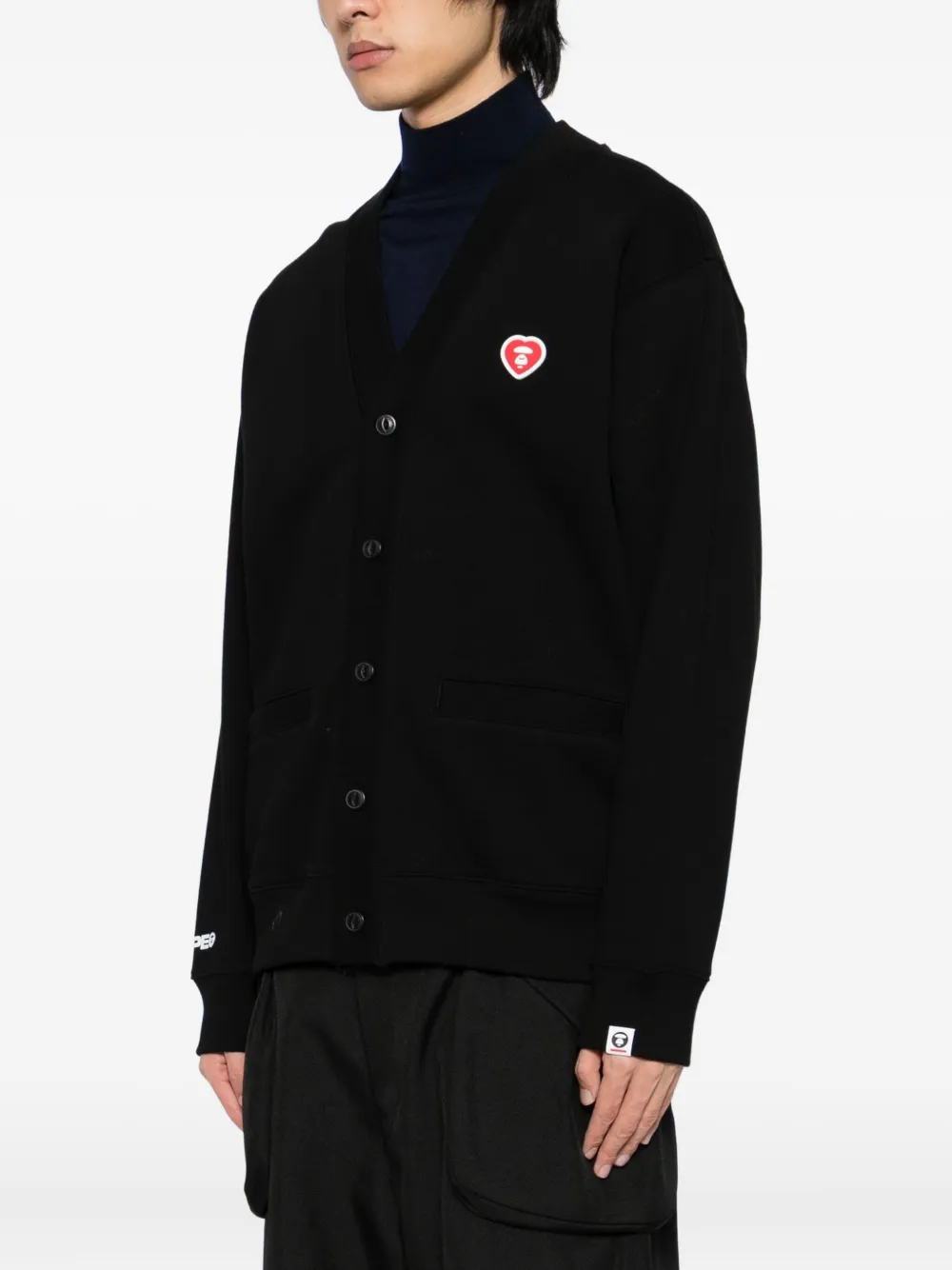 Aape By A Bathing Ape Logo-appliqué Button-up Sweatshirt In Black