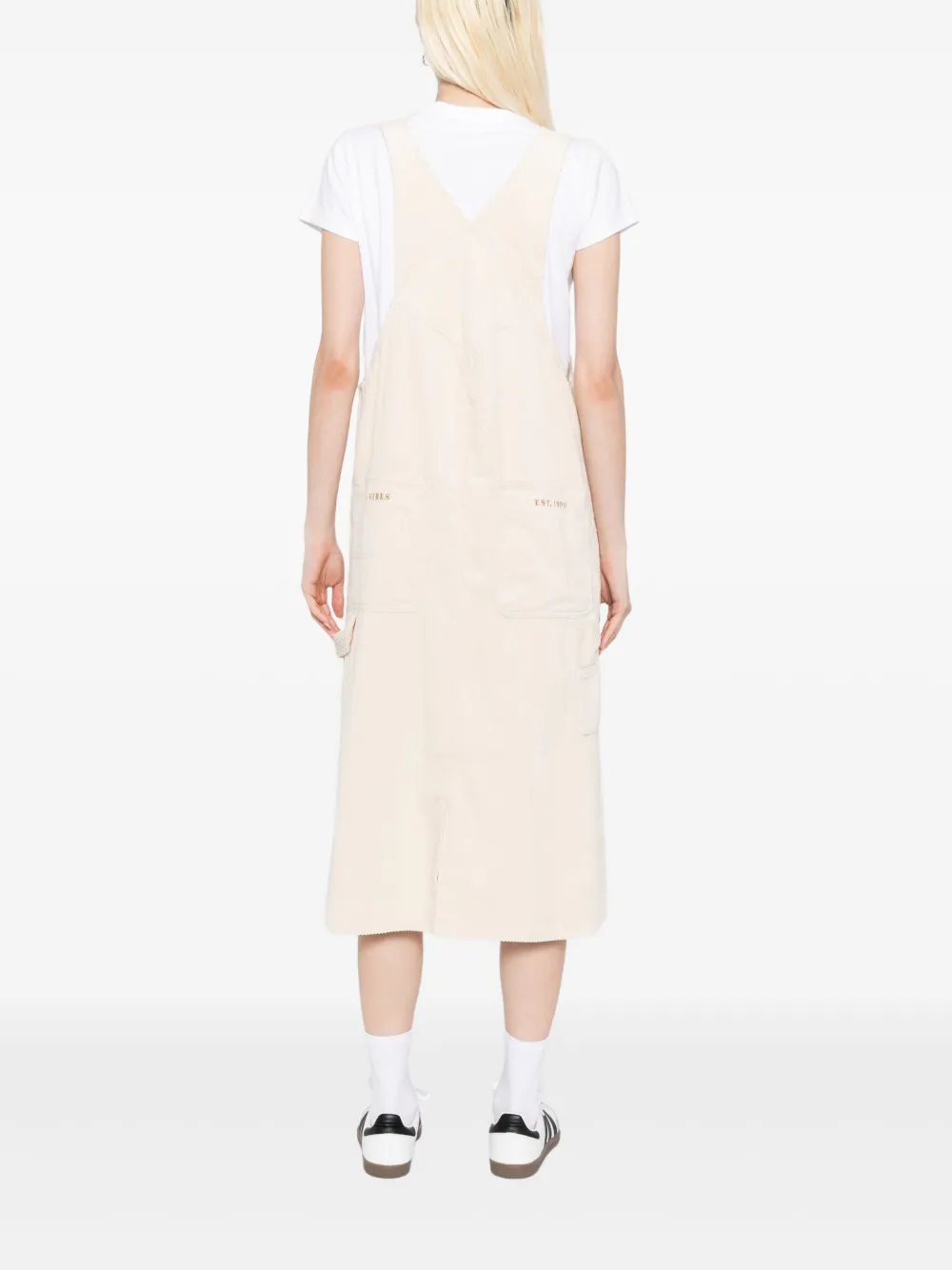 Fingercroxx Cotton Corduroy Dungaree Dress In Metallic