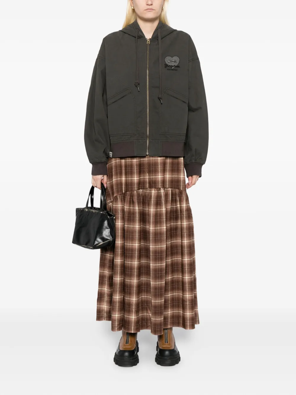 FINGERCROXX Geruite rok - Bruin