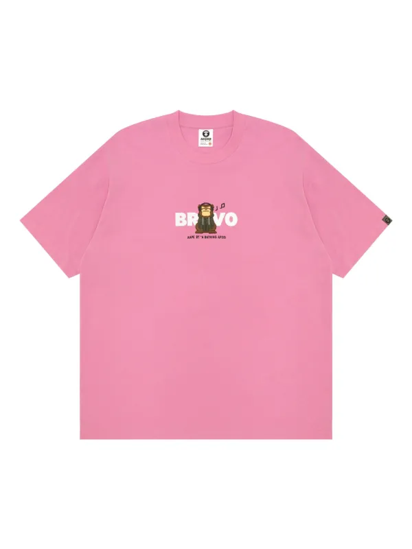 AAPE BY *A BATHING APE® Bravo monkey-embellished T-shirt | Pink