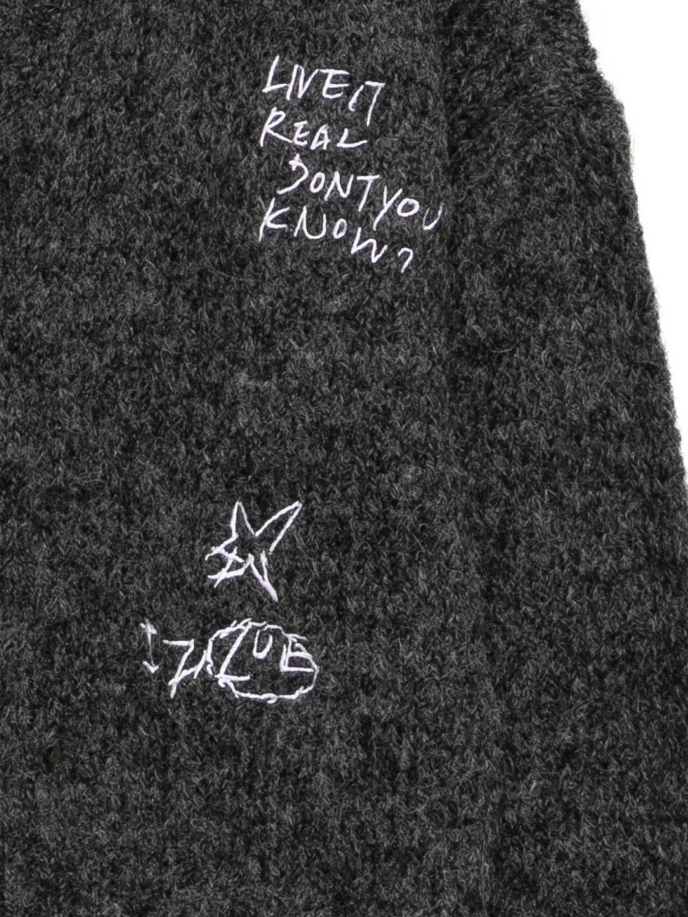 Izzue Embroidered Cardigan In Gray