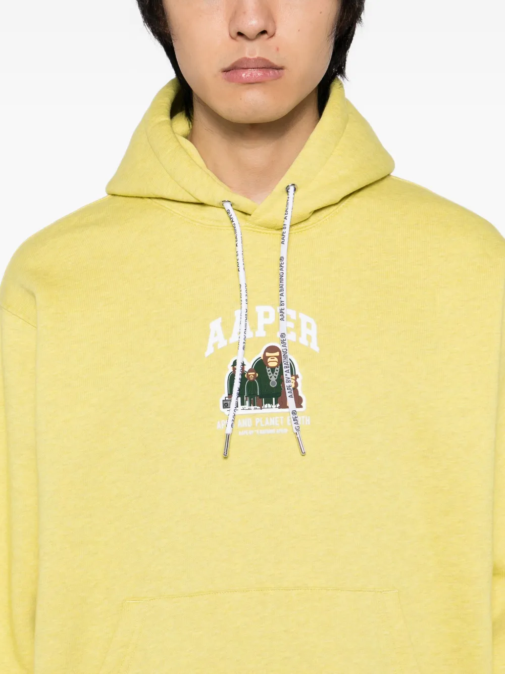 Aape By A Bathing Ape Logo-patch Hoodie In Yellow