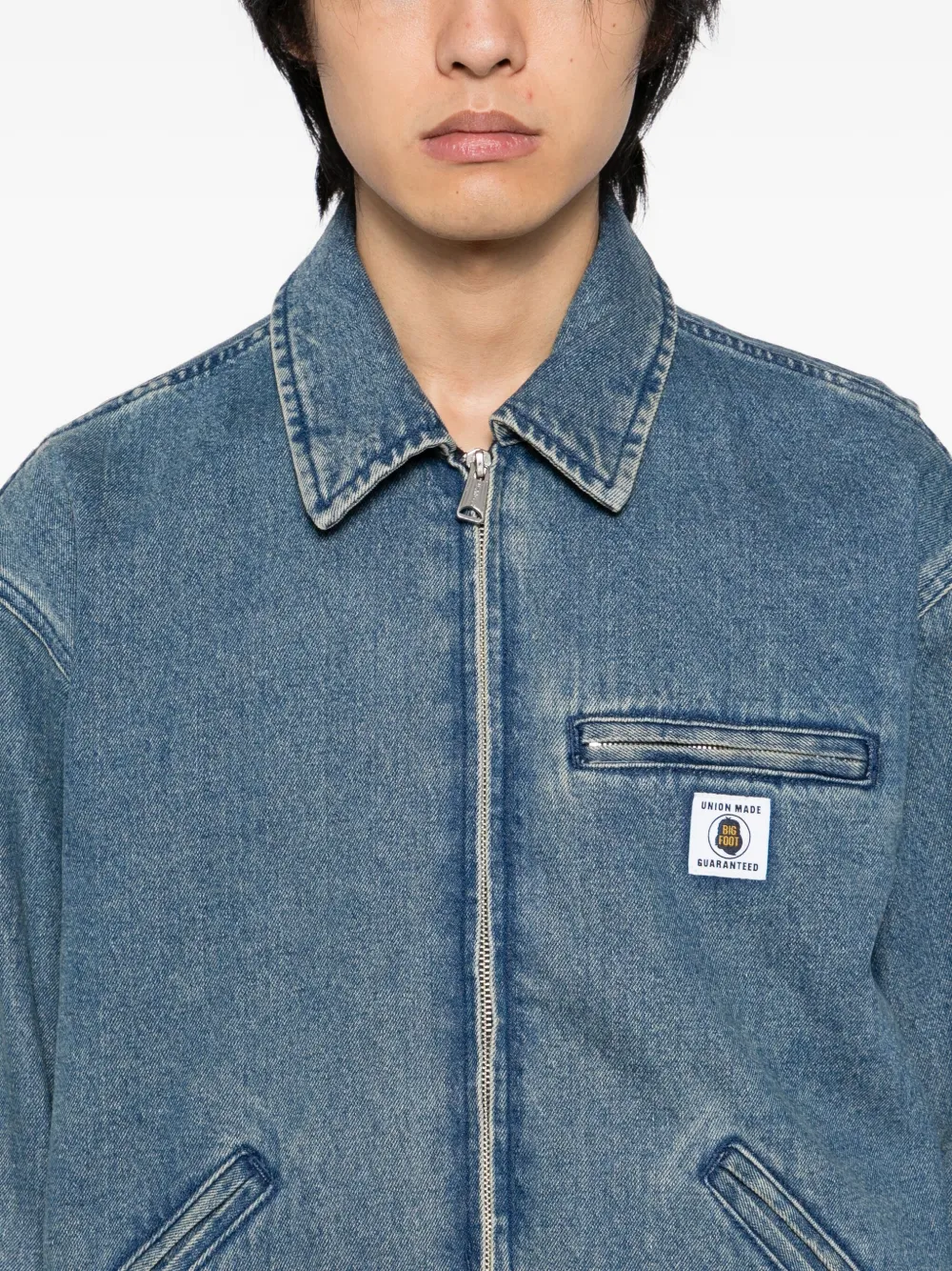 Fingercroxx Logo-plaque Denim Jacket In Blue