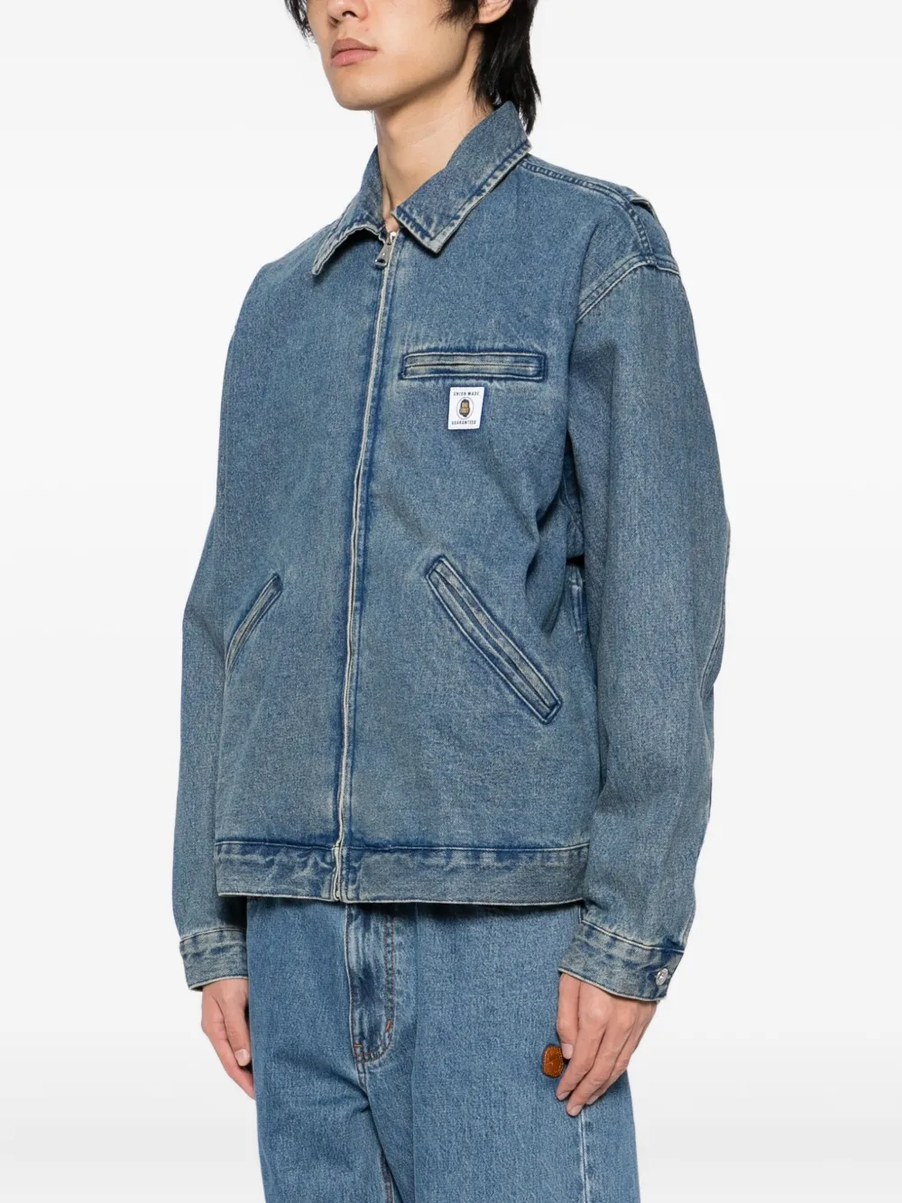 Fingercroxx Logo-plaque Denim Jacket In Blue