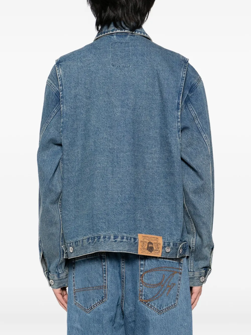 Fingercroxx Logo-plaque Denim Jacket In Blue