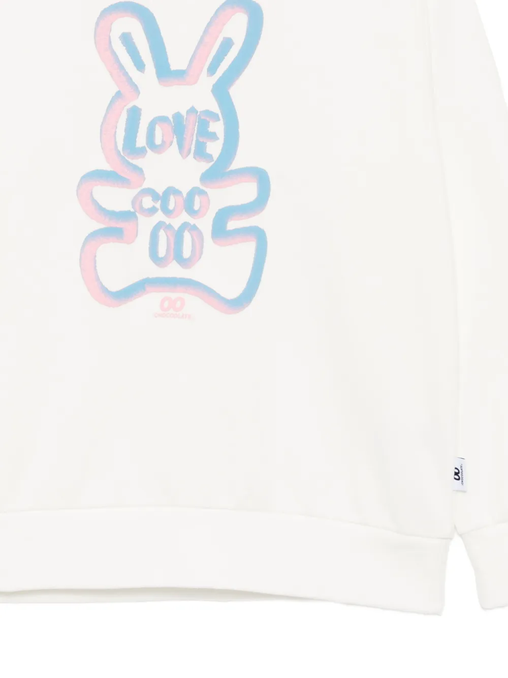 Chocoolate Embossed-graphic Cotton Sweatshirt In White
