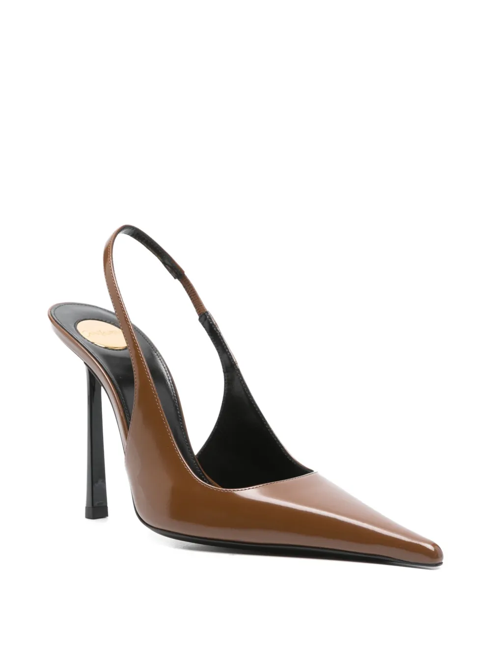 Saint Laurent 110mm Vendome Slingback Pointed-toe Pumps In Brown
