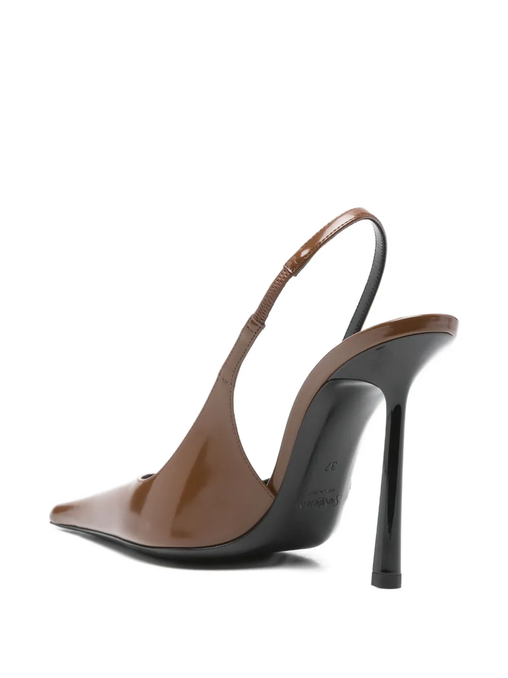 Saint Laurent 110mm Vendome Slingback Pointed-toe Pumps In Brown