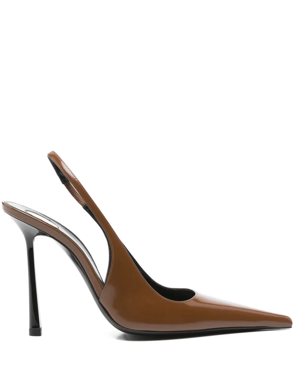 Saint Laurent 110mm Vendome Slingback Pointed-toe Pumps In Brown