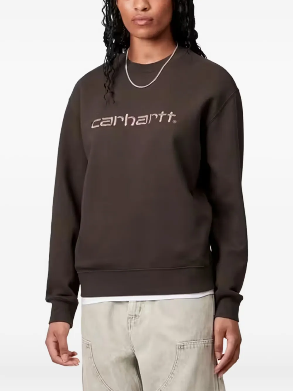 Carhartt Logo-embroidered Sweatshirt In Brown