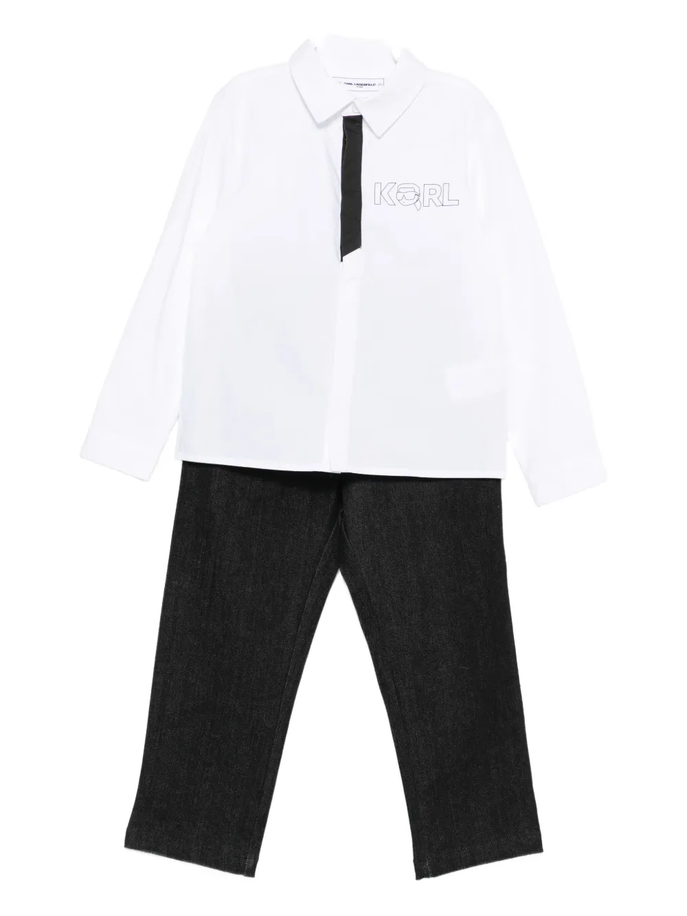 Karl Lagerfeld Logo-print Denim Trouser Set In Black