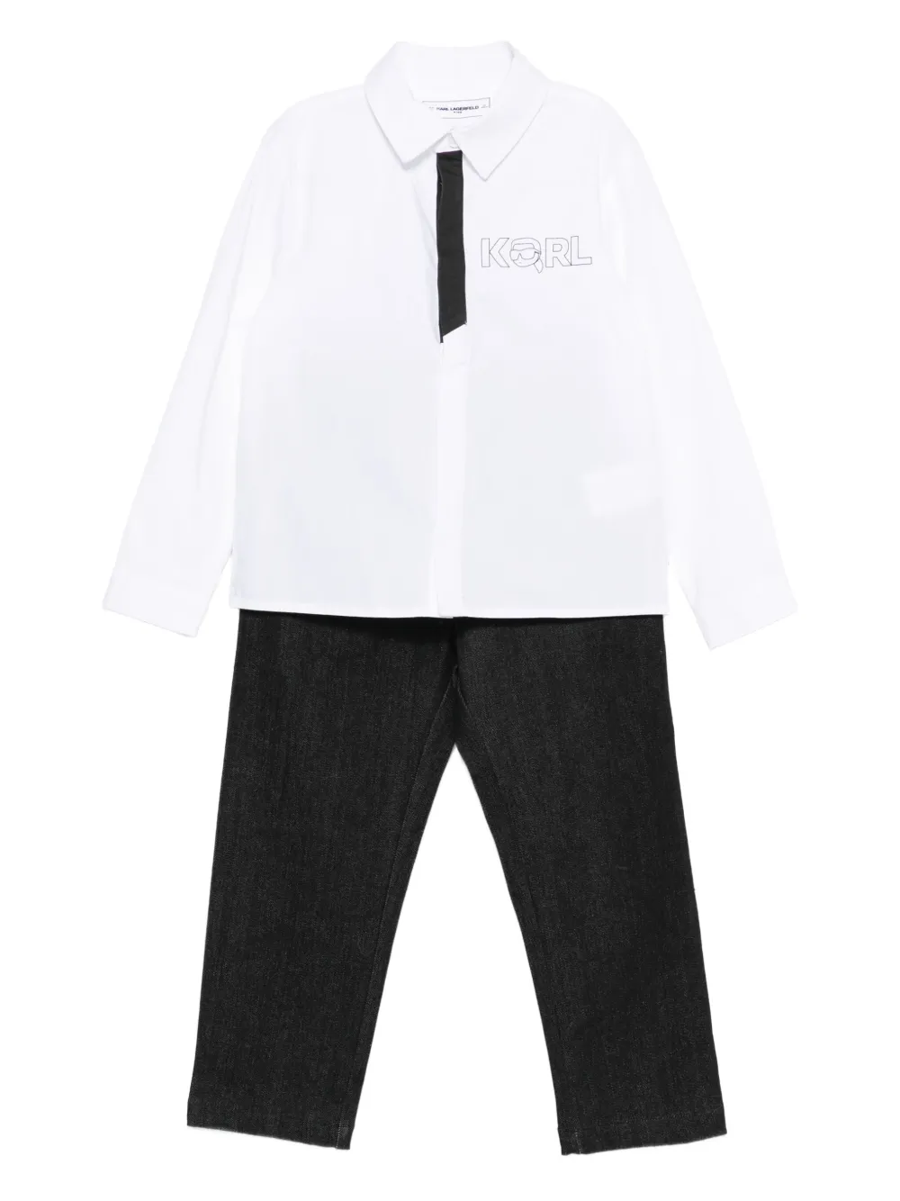 Karl Lagerfeld Kids logo-print denim trouser set | Black | Image 1