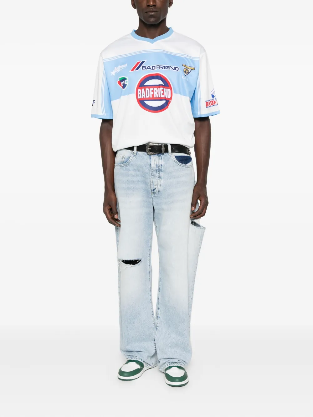 BADFRIEND graphic-print panelled T-shirt - Blauw
