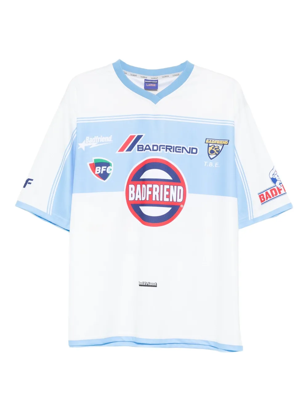 BADFRIEND graphic-print panelled T-shirt | Blue | Image 1