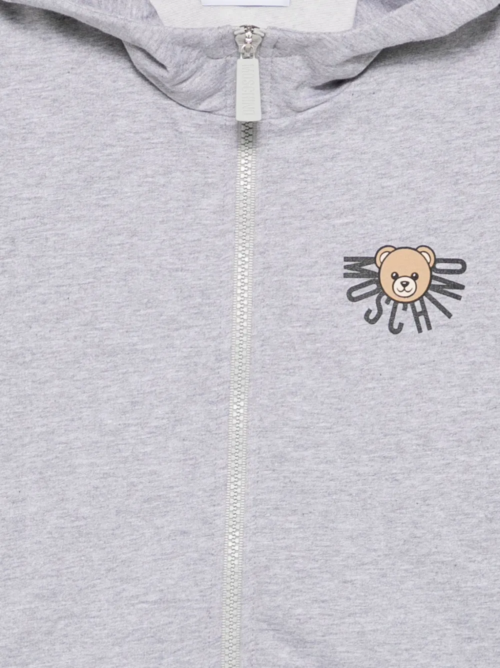 Moschino Teddy-print Zip-up Hoodie In Gray