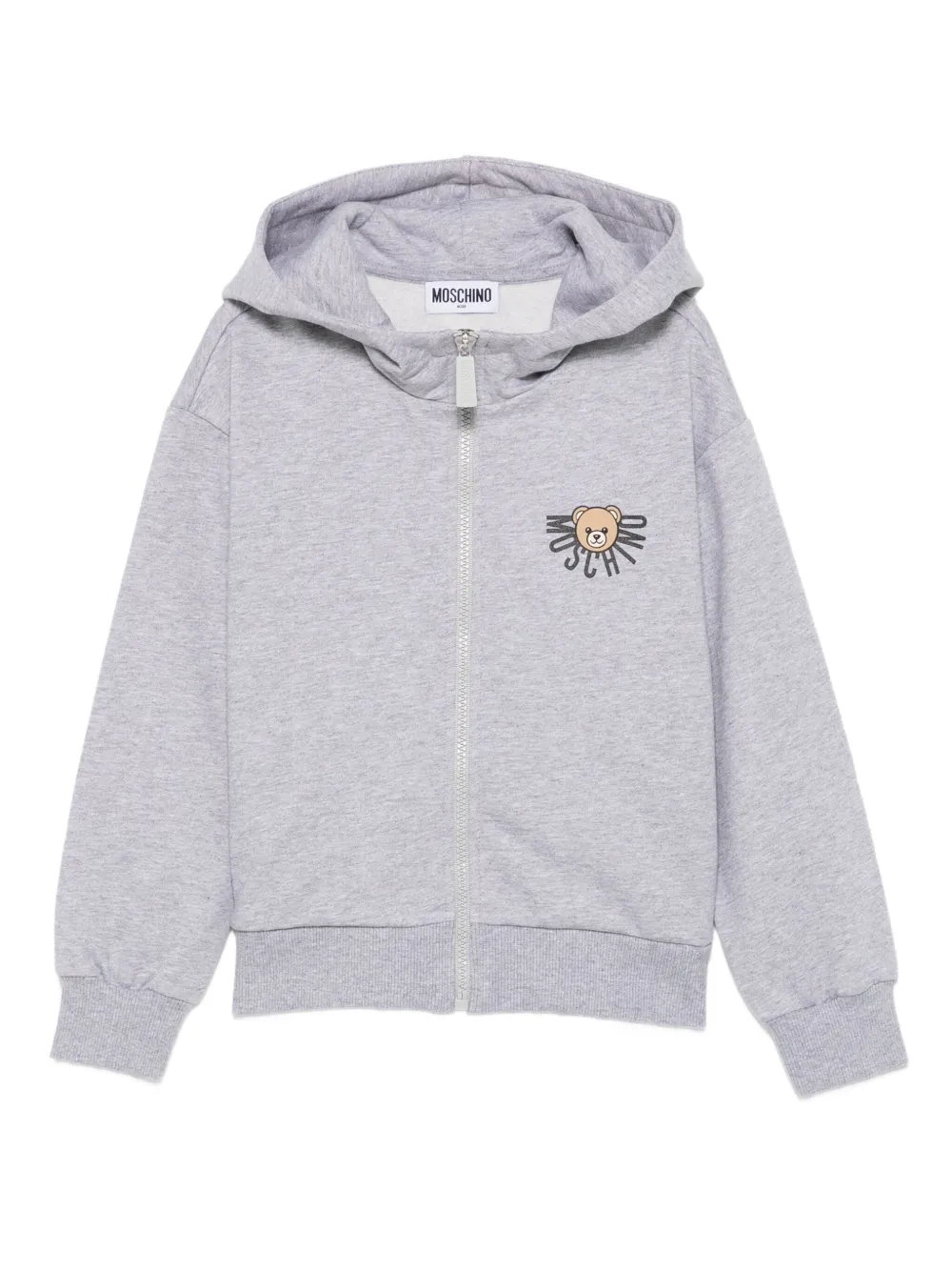 Moschino Kids teddy-print zip-up hoodie | Grey | Image 1