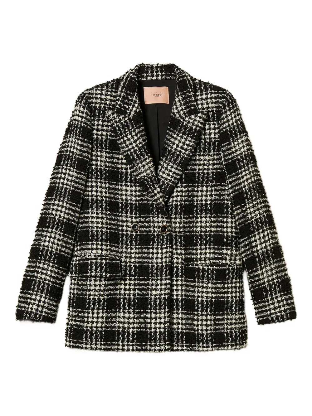 TWINSET bouclé checked blazer | Black | Image 1