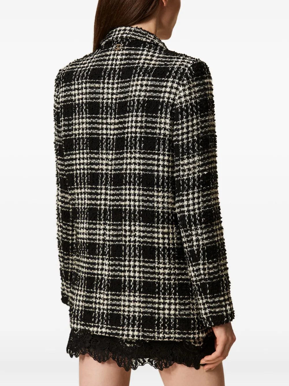Twinset Blazer En Tissu Bouclé À Carreaux In Multi
