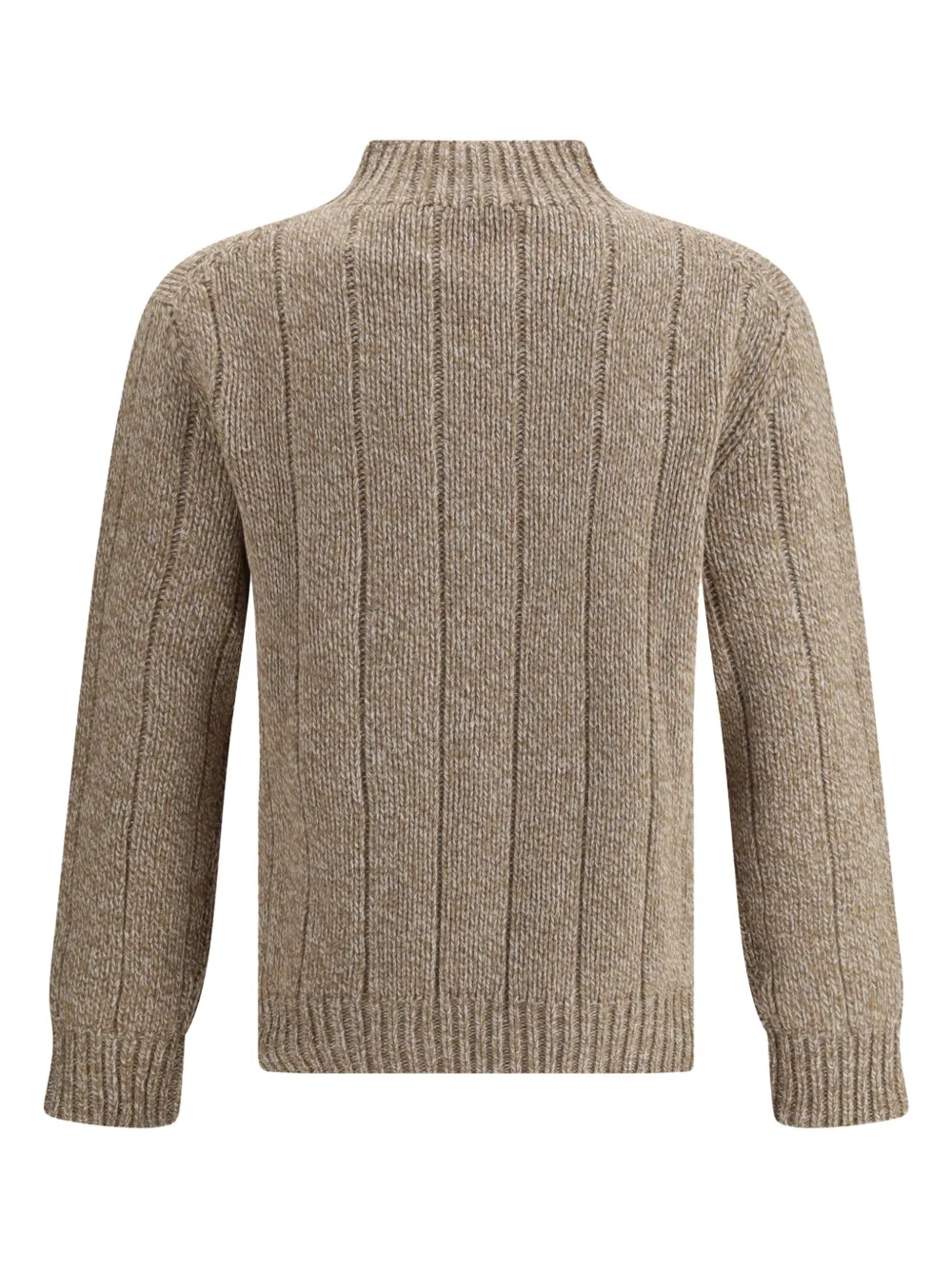 Brooksfield High-neck Cable-knit Sweater In Gray
