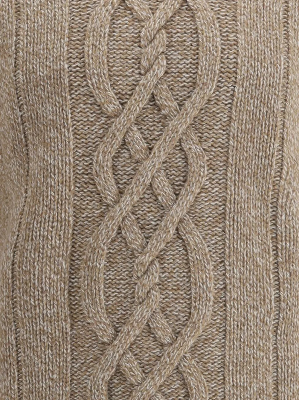 Brooksfield High-neck Cable-knit Sweater In Gray