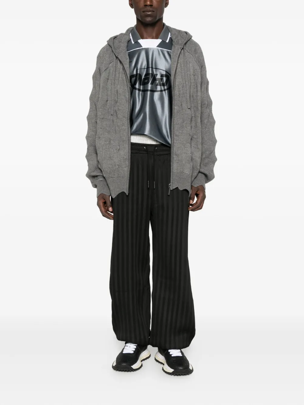 MADFRENZY striped zip-pocket track pants - Zwart