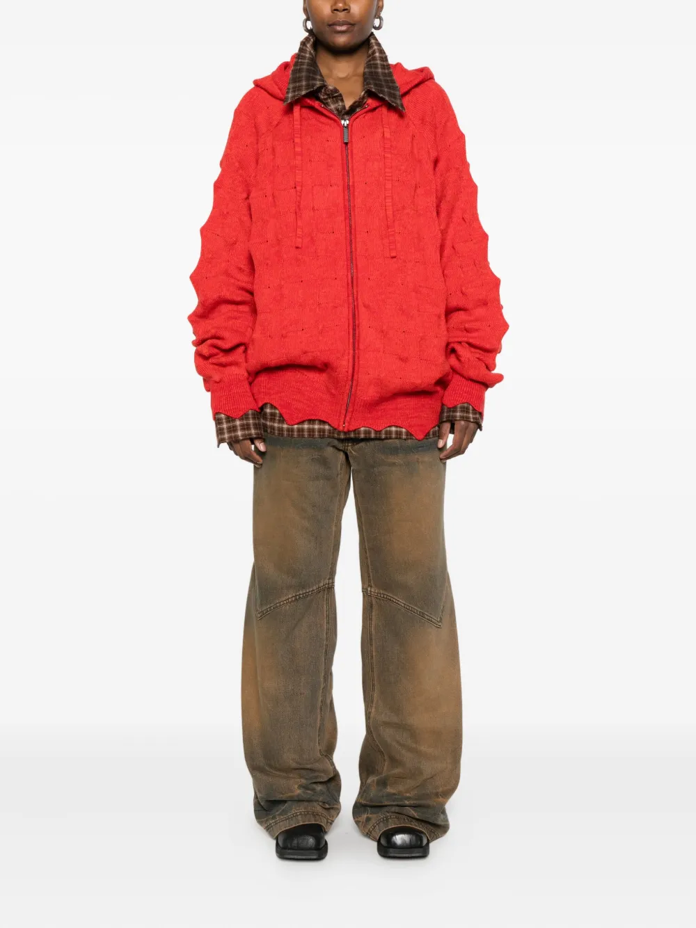 Hooded Cable-Knit Cardigan
