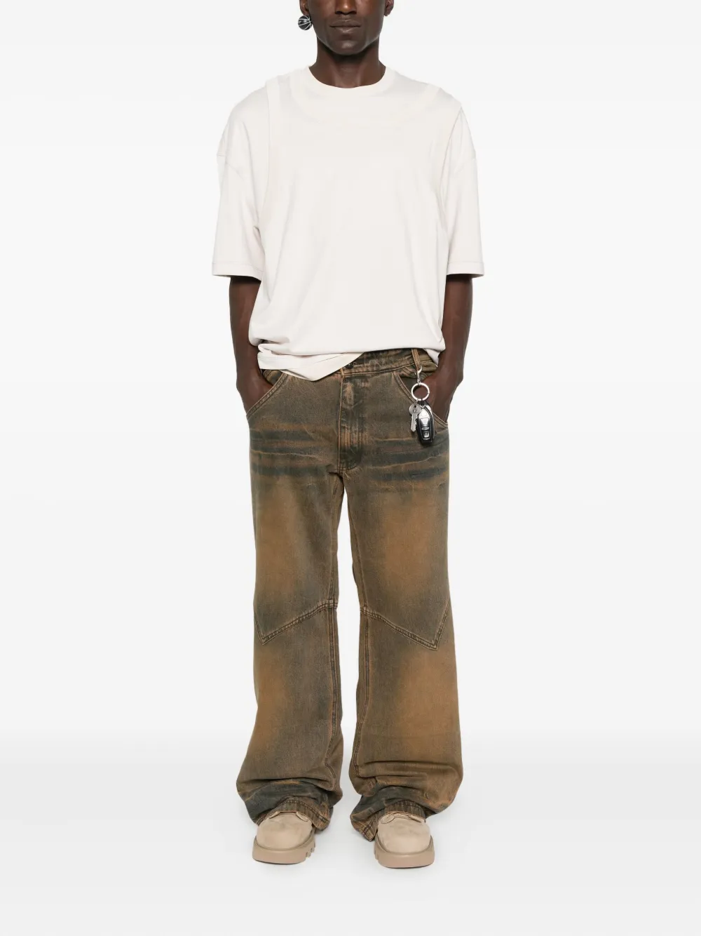 MADFRENZY double-layered cotton T-shirt - Beige