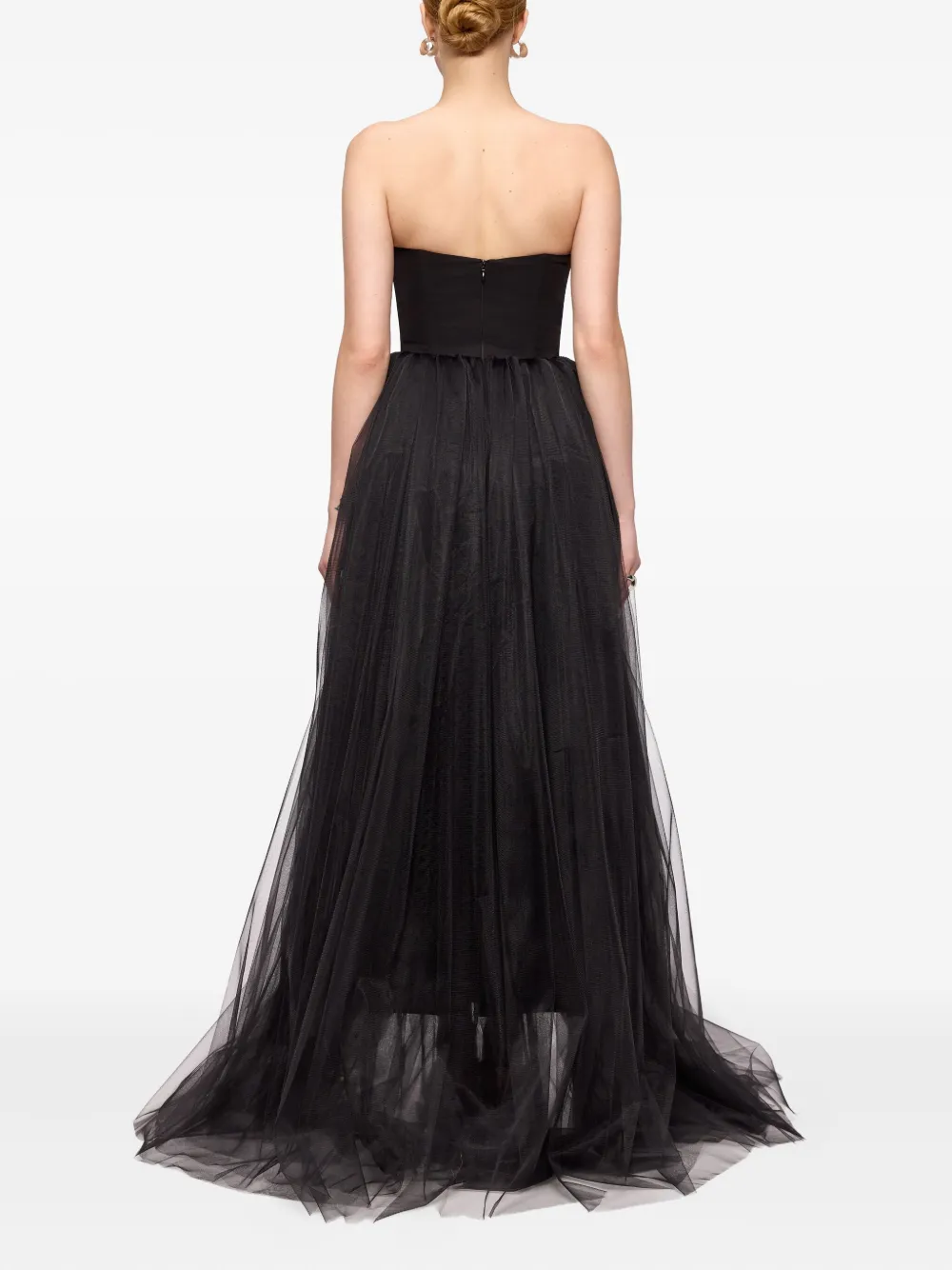 V:PM ATELIER Strapless jurk met tulen laag Zwart