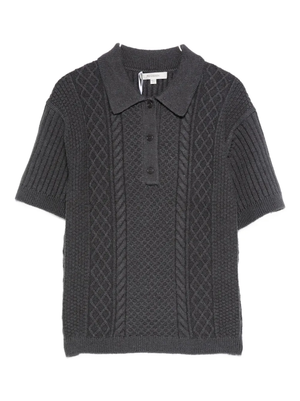 Jw Anderson Cable-knit Polo-neck Polo Top In Gray