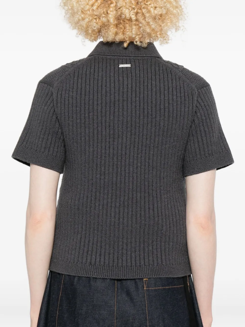 Jw Anderson Cable-knit Polo-neck Polo Top In Gray