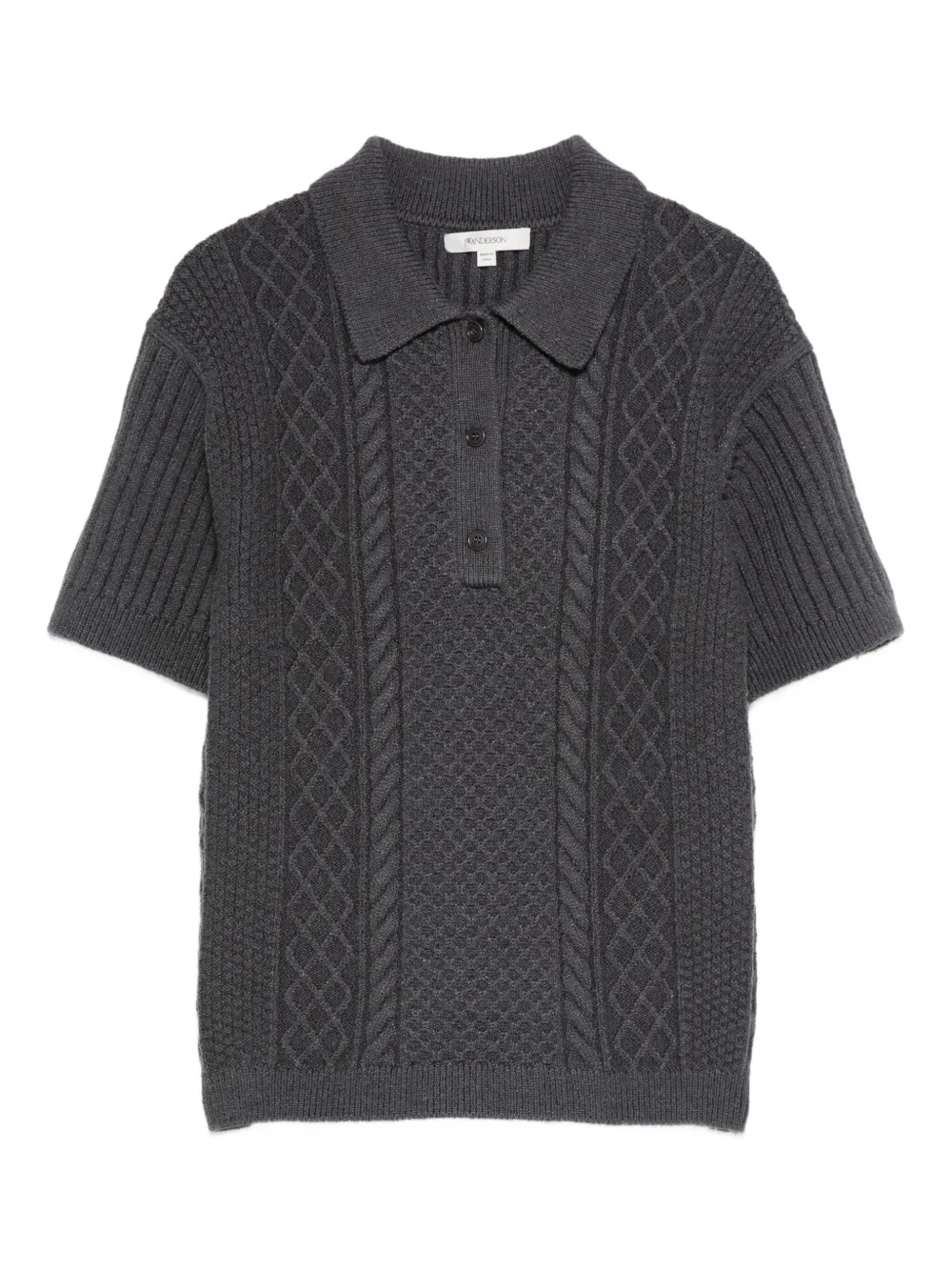 JW Anderson cable-knit polo-neck polo top | Grey | Image 1