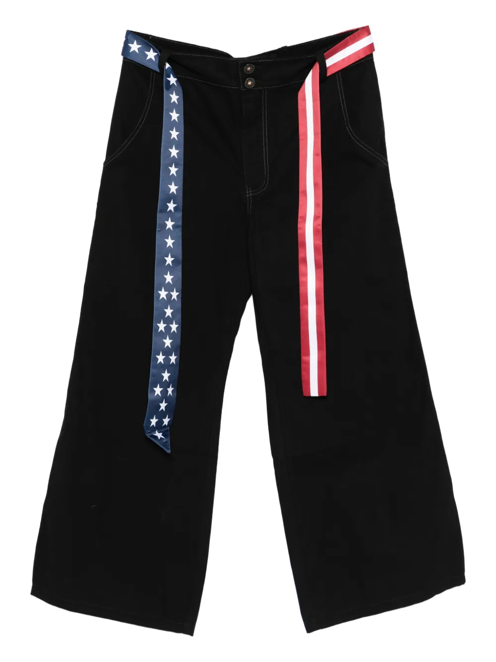 MADFRENZY belted contrasting wide-leg trousers | Black | Image 1