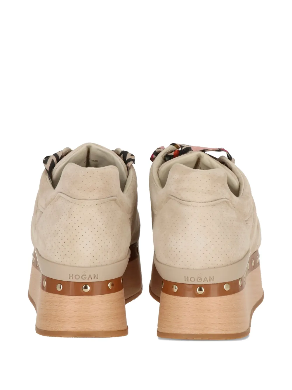Hogan Perforated-front Platform Suede Sneakers In Neutral
