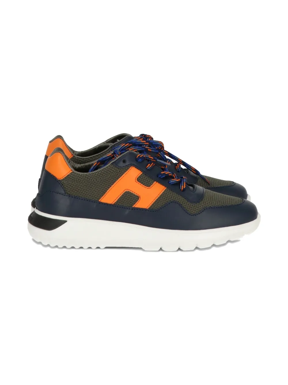Hogan Kids lace-up leather-panel sneakers - Groen