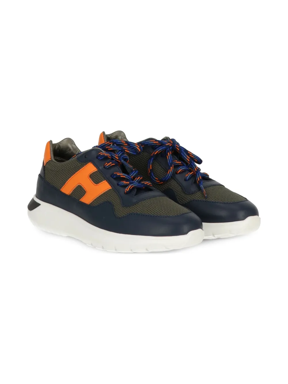 Hogan Kids Sneakers met leren vlak Groen