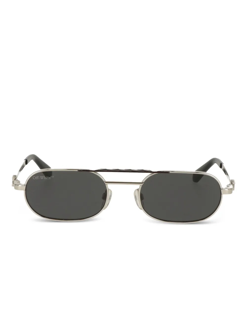 Off-White Eyewear Zonnebril met rond montuur en dubbele brug Zilver