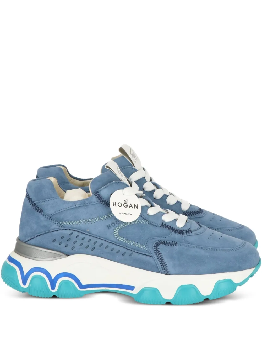Hogan perforated-front suede sneakers Blue